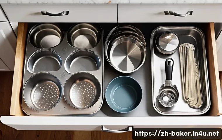 제과제빵 실습 도구 관리 요령 - **Prompt:** A close-up shot in a bright, modern kitchen with warm, inviting natural light. A person'...